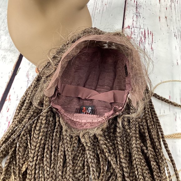 Knotless Box Braids 30” #T4/27/613 Natural Style Lace Front Wig Synthetic - Picture 7 of 7